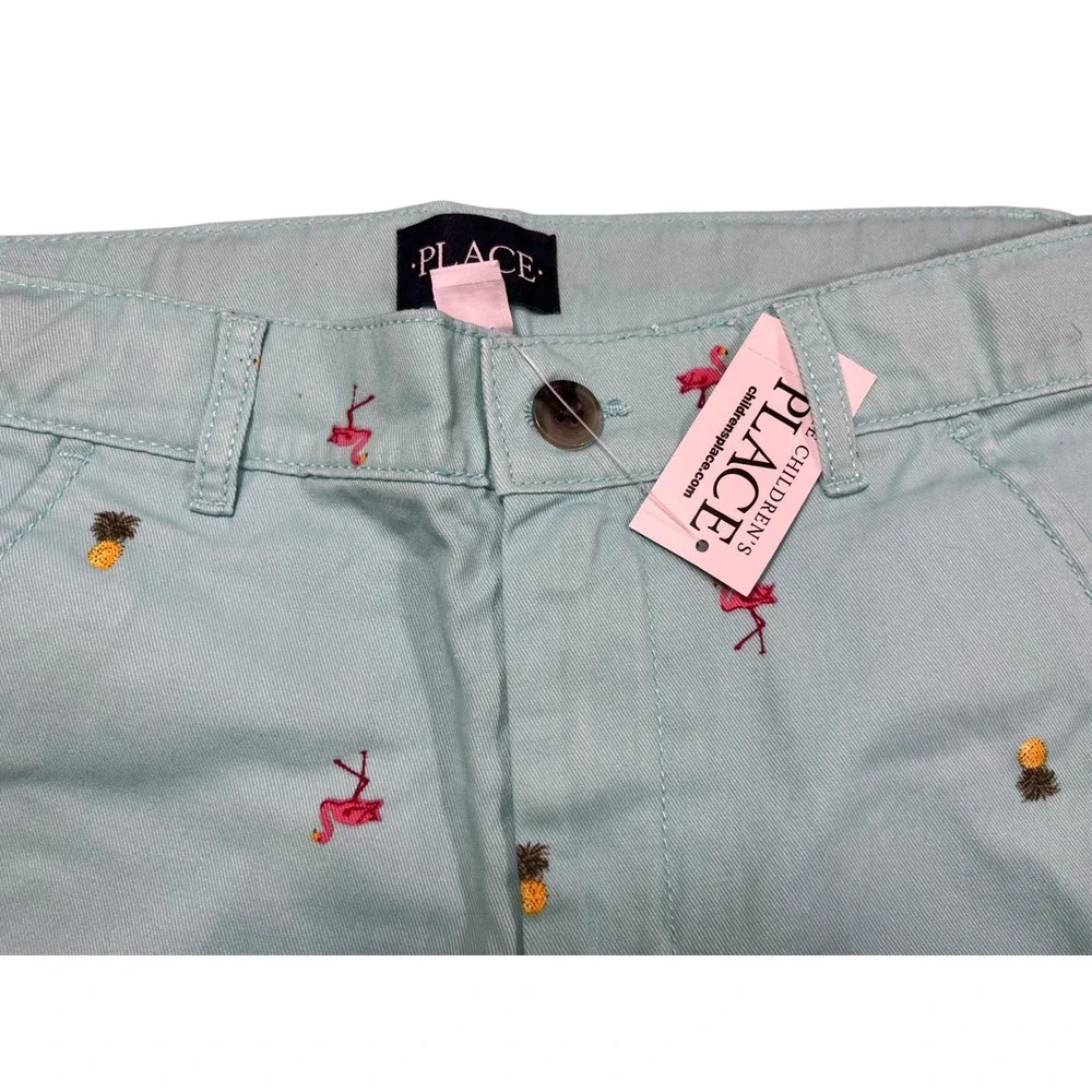 The Children's Place Boys Chino Shorts Lot Size 10 NWT Flamingo Palm Tree Tropic